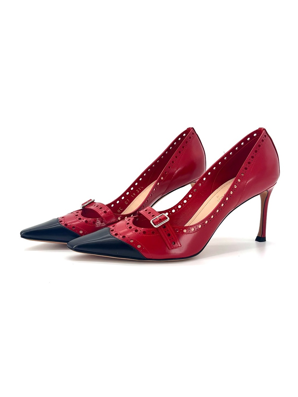 Christian Dior Spectadior Buckle Brogue Maryjane Cap Toe Pointed Toe Pumps 37.5